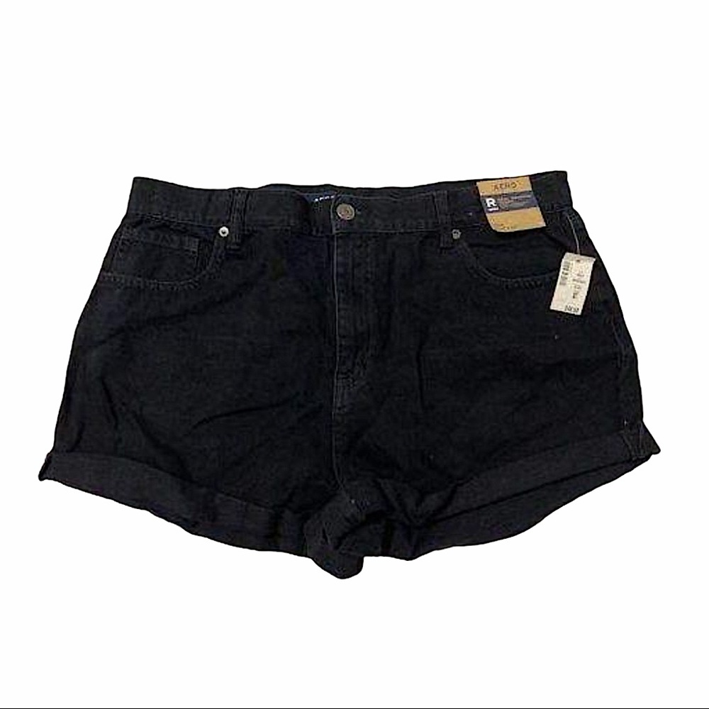 NWT Aeropostale Sz 18 Black Denim Jean Mom Shorts